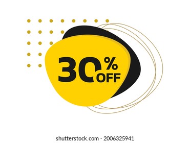 30 percent price off. Modern sale or discount label, icon, sticker with abstract geometric shapes. Promo banner design template. Vector illustration.