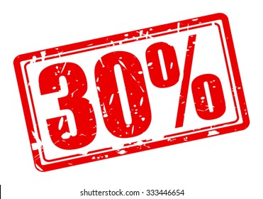 30 percent red stamp text on white