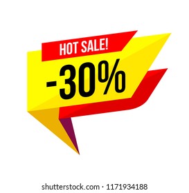 Up to 30 percent sale banner on white background