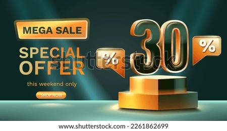 30 percent Special offer mega sale, Check and gift box. Sale banner and poster. Vector illustration.