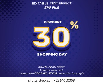 30 percent text effect, font editable, typography, 3d text. vector template