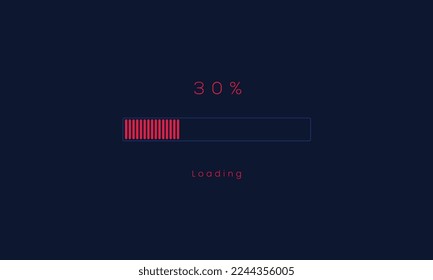 30 percent uploading Progress bar, red Loading and processing menu bar design. red downloading levels vector design.