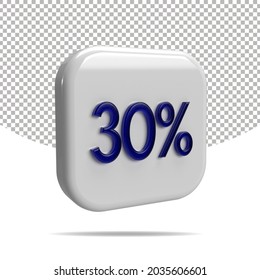 30 percentage 3D render, transparent