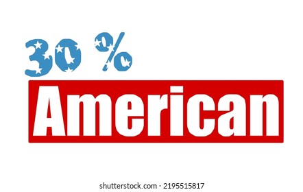 30% percentage American sign label vector art illustration with fantastic font and red color background