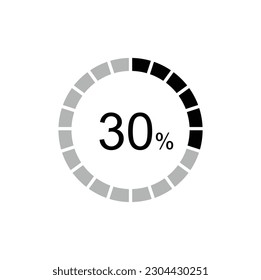 30% percentage display scale, 30% black thin outline graphics. design element for infographics.