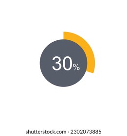 30% percentage infographic circle icons,30 percents pie chart infographic elements for Illustration, business, web design.