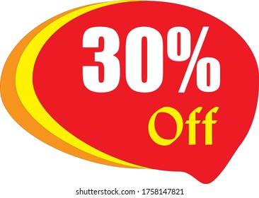 30 Percentage  Off Discount Offer badge sale Vector Graphics