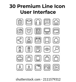 30 Premium Icon User Interface für Ihre Business-Präsentation, Web-Design, Artikel. schlichter, moderner Stil, Farbverlauf-Strich