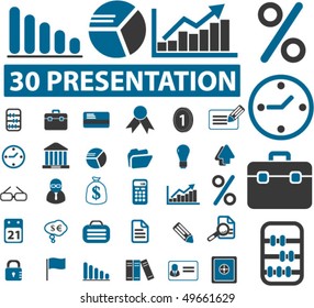 30 Geschäftszeichen zur Präsentation. Vektorgrafik
