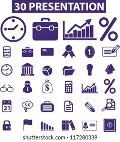 30 presentation icons set, vector
