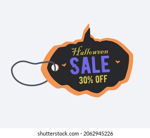30% price tag - Halloween pumpkin price tag with string