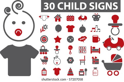 30 professional baby signs. vector