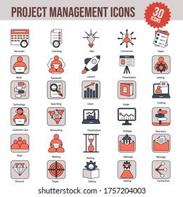 30 Project Management Colorful Icon Set.