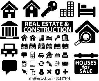 30 señales inmobiliarias y de construcción. vector