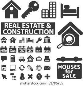 30 señales inmobiliarias y de construcción. vector