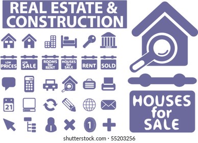 30 señales inmobiliarias y de construcción. vector