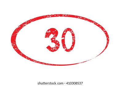 30. Rubber Stamp with red color have porous and rough isolated on white background. For make a mark or design your product using a stamp or seal. Easy to change color. Unique character.