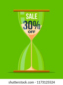 30% sale text inside the hourglass