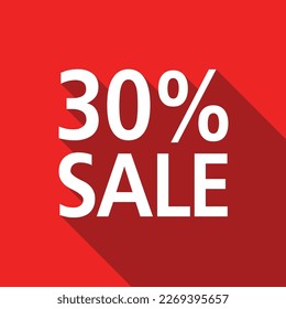 30% SALE white text on a red background