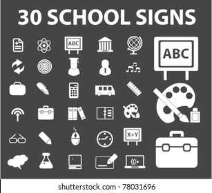 30 school signs, icons, vector