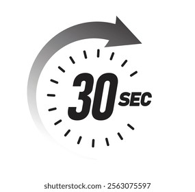 30 seconds stopwatch icon, timer symbol, 30 sec waiting time vector illustration
