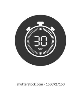 The 30 seconds, stopwatch vector icon, digital timer. Clock and watch, timer, countdown symbol