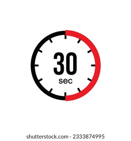 30 seconds timer clock. 30 sec stopwatch icon countdown time digital stop chronometer.