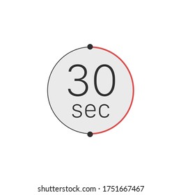 30 seconds timer, stopwatch or countdown icon. Time measure. Chronometr icon. Stock Vector illustration isolated on white background.