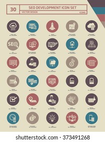 30 SEO and Web Development Icon set,clean vector
