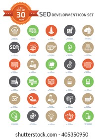 30 SEO and web development icons,clean vector