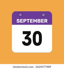 30 september calender icon text page monthly web design.