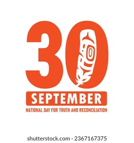 30 September. National Day for Truth and Reconciliation. Every Child Matters. Orange T-Shirt Day. Vector Illustration.