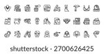 30 set of outline web beauty cosmetics icons such as eye shadow, straightener, suncream, deodorant, powder, mascara vector thin icons for report, presentation, diagram, web design, mobile app
