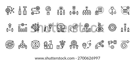 30 set of outline web sustainable competitive icons such as scale, product, partner, loyalty, outstanding, service vector thin icons for report, presentation, diagram, web design, mobile app