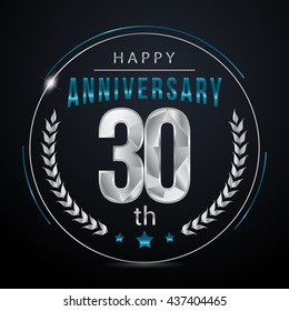 30 Silver anniversary logo, low poly design number