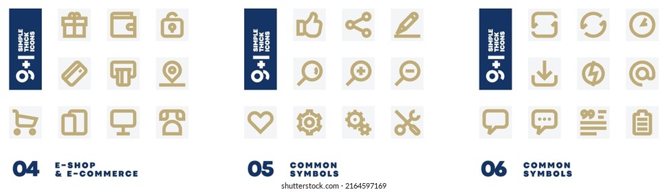 30 sencillo y grueso paquete de iconos planos para e-shop, símbolos comunes para la interfaz de usuario