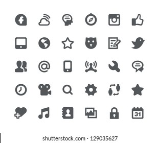 30 Social media network minimalistic and simple icons