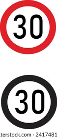 30 speed limit sign in two colors suitable for transportation uses	
