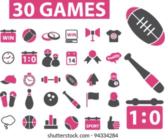 30 sport games icons, vector
