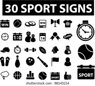 30 sport icons, signs, vector illustrations set