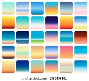 30 sunset sky gradients backgrounds set vector. sunset and sea colors