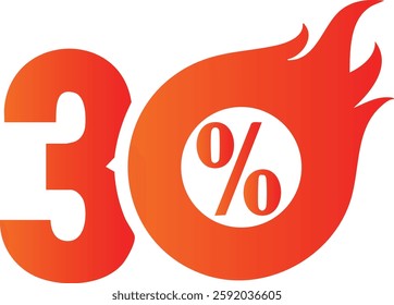 30% symbol to be used in discount, campaign and sale designs on a white background. vector