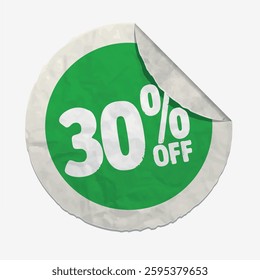 30% symbol sticker to be used in discount, campaign and sales designs on a white background.