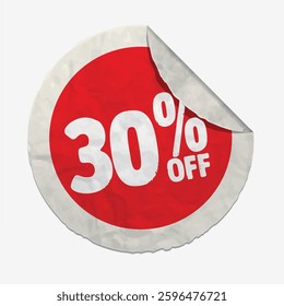 30% symbol sticker to be used in discount, campaign and sales designs on a white background.