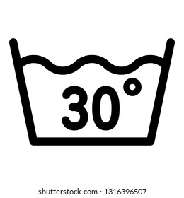 Icono de lavado de temperatura 30. Icono del vector de lavado de temperatura 30 para diseño web aislado en fondo blanco