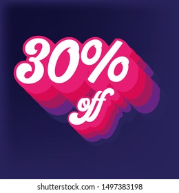 30% text vector illustration design poster