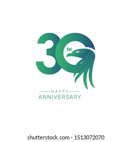 30 th Anniversary Bird Model Vector Template Design Illustration