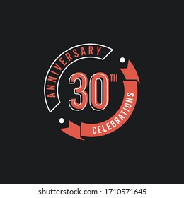 30 Th Anniversary Celebrations Elegant Vector Template Design Illustration