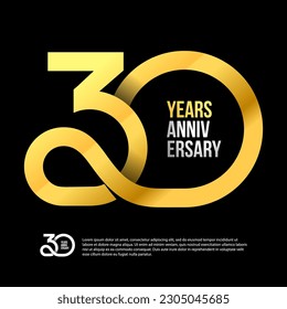 30 Aniversario Del Logo Del Concepto De Oro Moderno. Logotipo de 30 años. Plantilla de diseño de 30 años. Ilustración vectorial