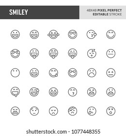 30 thin line icons associated with smiley & emoticon with funny expression, happy, sad and other expression are included in this set. 48x48 pixel perfect vector icon with editable stroke.